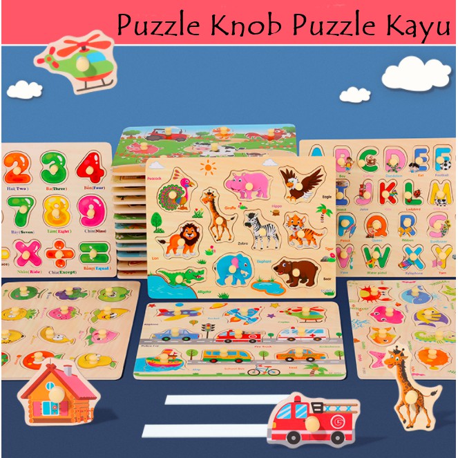 [ORGM] Mainan Edukasi Puzzle Kayu Puzzle Knob Puzzle Abjad