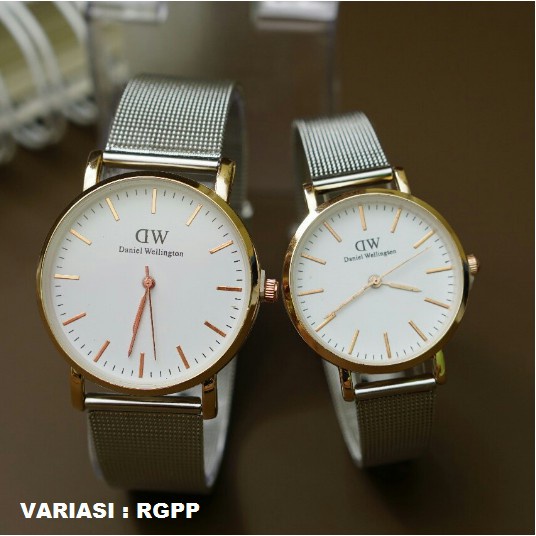 BAJ JAM TANGAN COUPLE DW RANTAI PASIR SILVER PLAT PUTIH / ( 5 WARNA ) JAM TANGAN MURAH / DW019