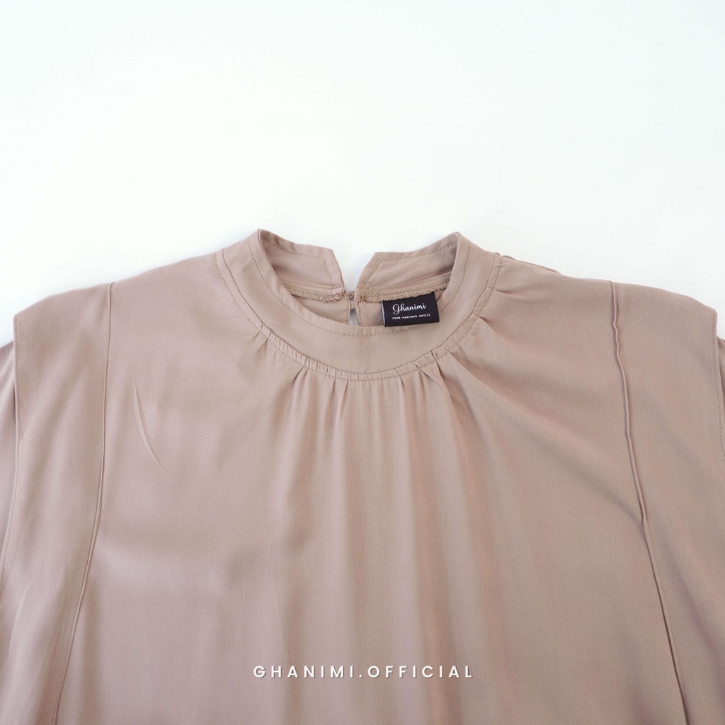 Ghanimi - Stasya Midi Dress / Dress Polos Tangan Panjang / gamis terbaru / dress kondangan kekinian / tunik tali polos lengan panjang / tunik casual formal simple