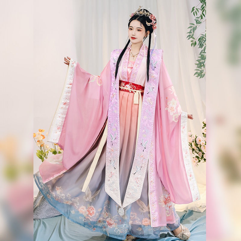 Women's Han Chinese clothing big sleeve wedding men and women Lotus crane language Chinese tradition