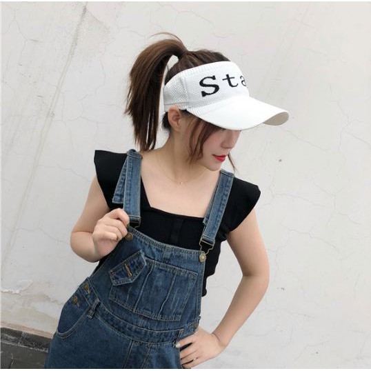 T&amp;Y  Topi Golf Tennis Rajut Katun Elastis Import Letter STAR AND SPORT Sun Visor Hat Topi Olahraga#Bisa COD