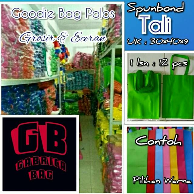 

Supplier Goodie Bag Spunbond Tali 30x40x8cm murah