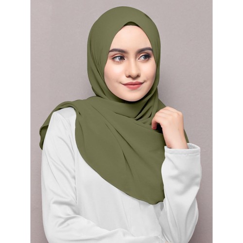 Savra Hijab Segi Empat Katun Bambu Warna Olive Green Bahan Dingin