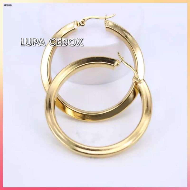 Anting Titanium Anting Emas Wanita Bulat Tebal
