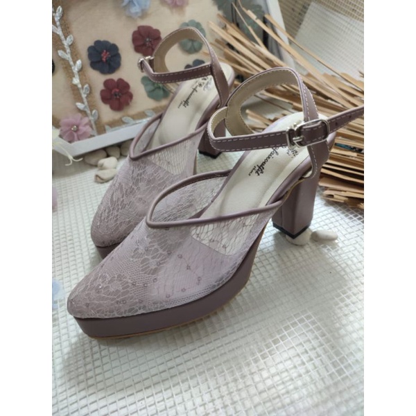 sepatu rafaizoutfit alummi tali warna Mauve tinggi 9cm tahu