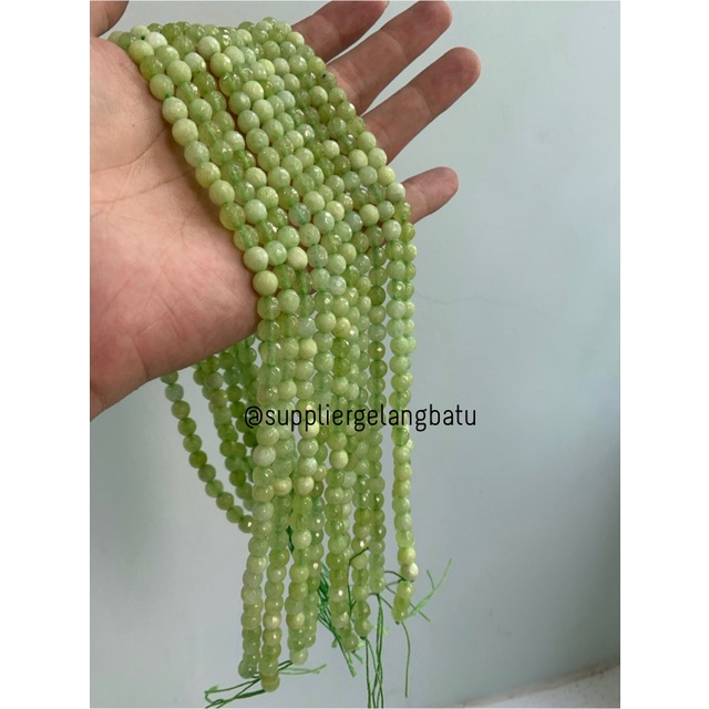 batu GREEN LIME AGATE FACETED BEADS 6mm cutting hijau kuning agatis