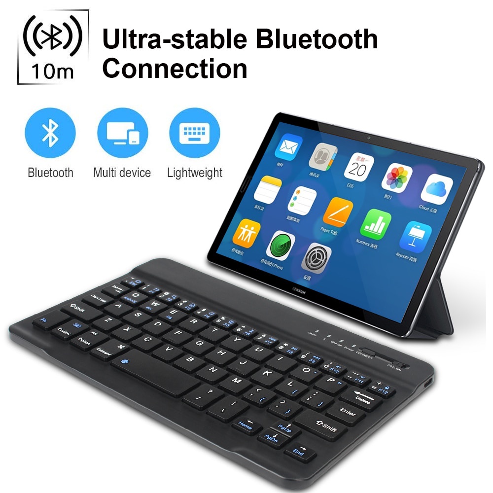 Bluetooth Keyboard Rechargeable Bisa Untuk Android Windows IOS,  Non dongle Asli Bluetooth V.3.0 keypad lembut tidak berisik Bluetooth Keyboard Wireless Keyboard Mini Keyboard Wireless for PC Phone iPad Rechargeable Noiseless Keyboards Bluetooh