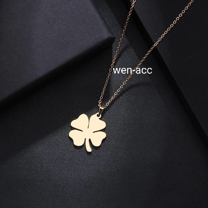 Kalung Titanium Emas Motif Daun Import