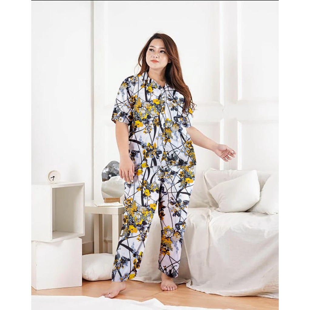 pajamas wanita jumbo/setelan wanita jumbo/baju setelan kekinian/piyama jumbo terbaru