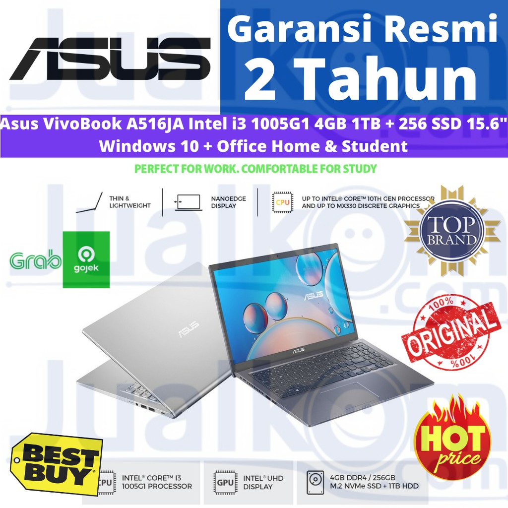 ASUS A516JA Core i3-1005G1 4GB 1TB + 256GB NVMe 15.6&quot; FHD Win10 + OHS