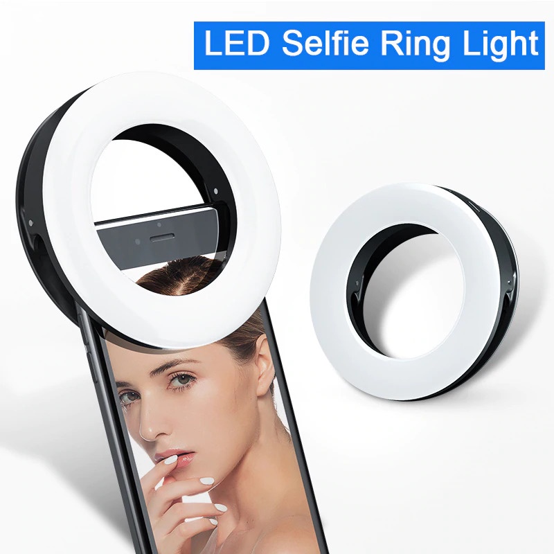 Lampu Halo Ring Light LED Selfie Smartphone Clip 40 LED - XJ-19 - White