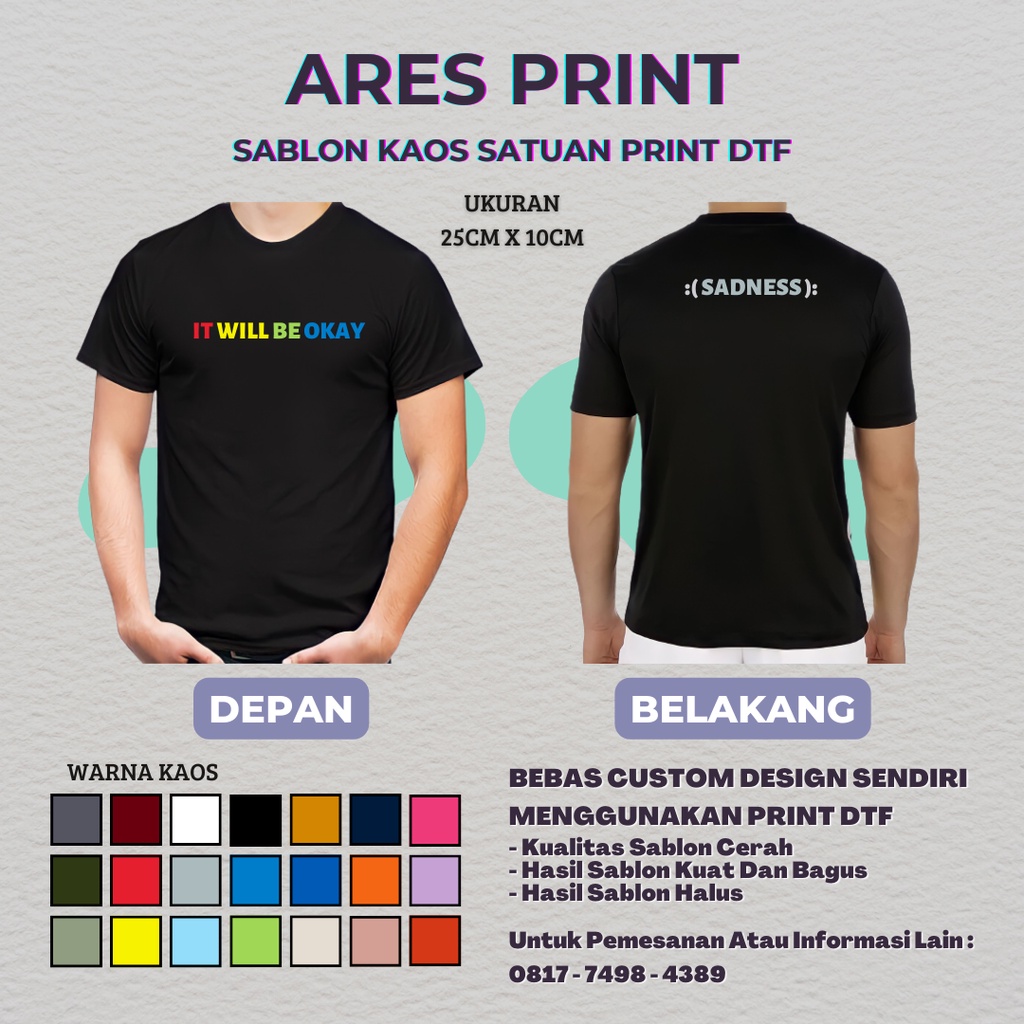 SABLON KAOS SATUAN PRINT DTF