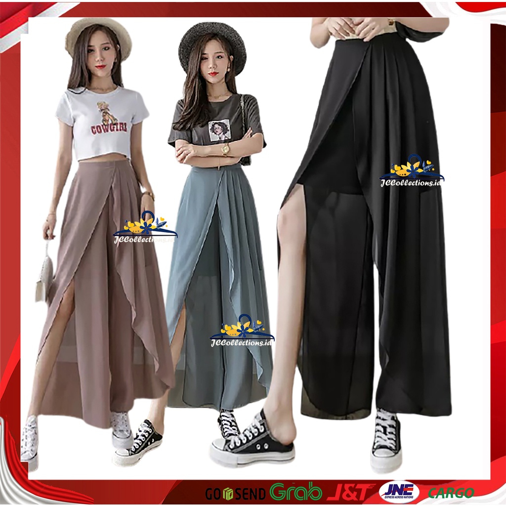 Celana Panjang Stice Pants Wanita Dorottie Dobel Layer Pants Korea Style - JCCollections