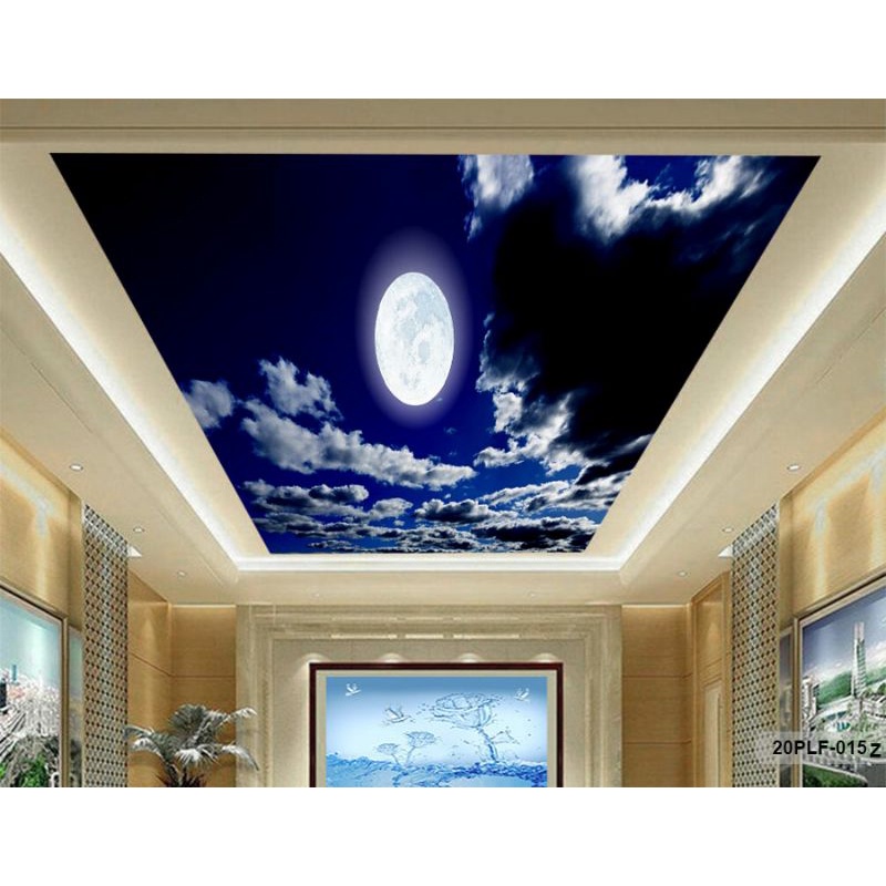 Wallpaper 3D Custom Plafon Langit Malam Bulan Purnama (20PLF-015)