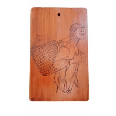 Lukisan Bakar Dari Kayu / Pyrography Hiasan Dinding Bentuk Persegi Panjang