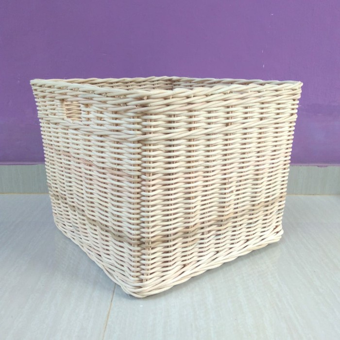 keranjang rotan kotak persegi besar 36X36X35cm