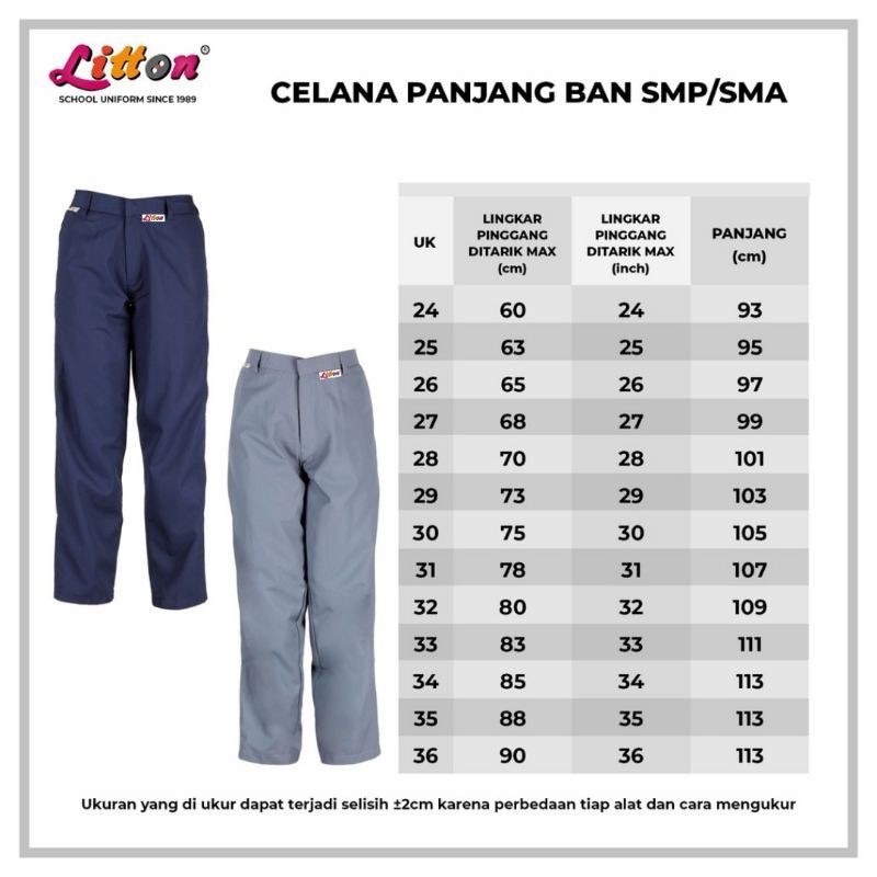 Celana panjang Pramuka BAN pinggang SMP SMA Litton famatex halus / Seragam celana coklat