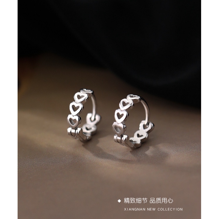 Anting Tusuk Sterling Silver 925 Wanita Desain Hati Kecil Gaya Musim Panas