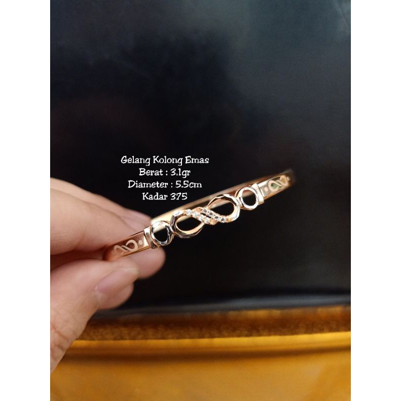 Gelang Emas Model Kolong Mata Berat 3.1gr Kadar 375