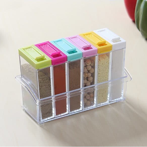 

Wadah Rak Cantik Tempat Bumbu Dapur Garam Merica Seasoning Set