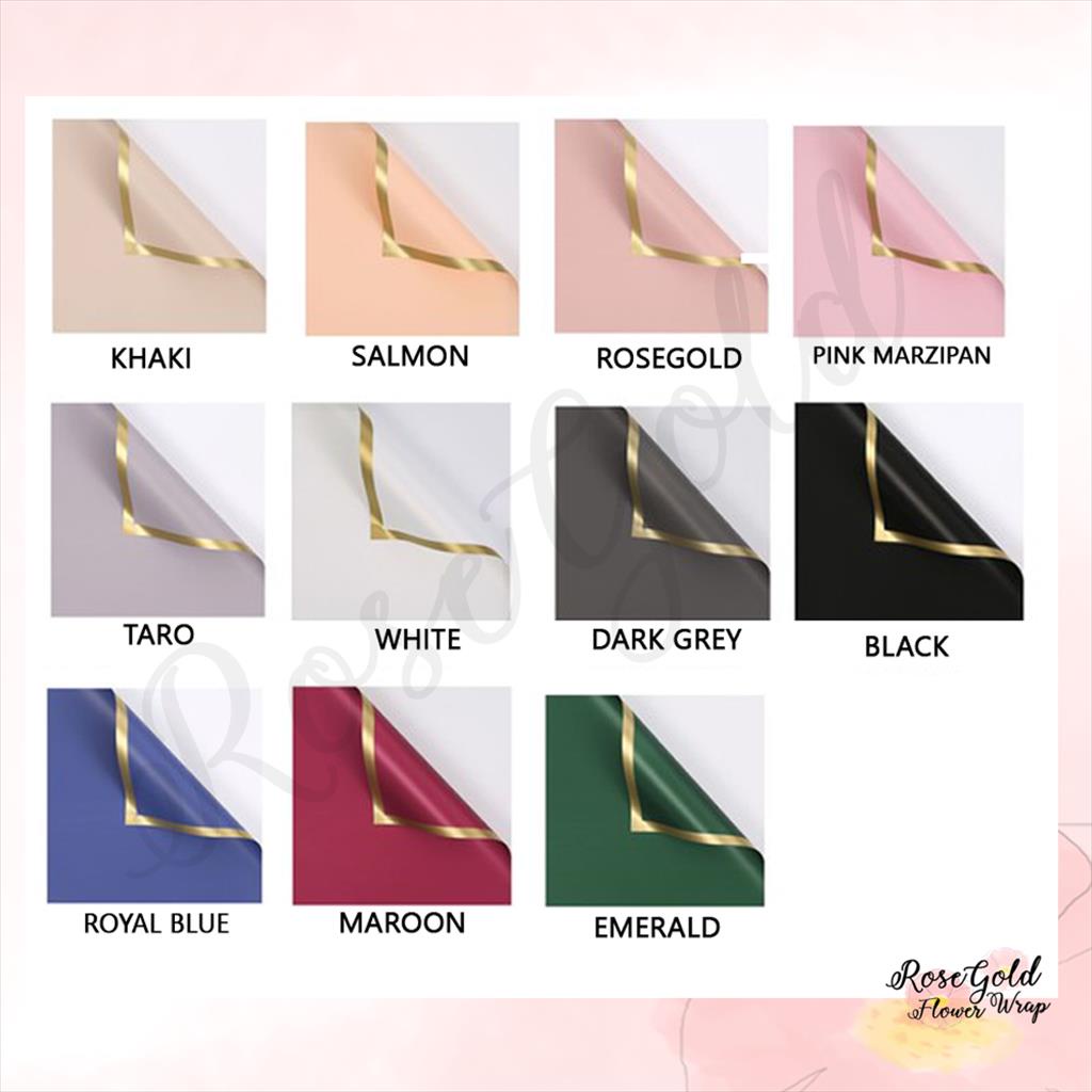 

[1 LEMBAR] GOLD LINE SOLID (NON TRANSPARENT) CELLOPHANE Flower Wrapping Paper/Kertas Bungkus Buket Bunga