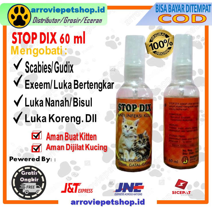 Obat Scabies Luka Bisul Gudig Kucing Stop Dix 60 Ml Spray Shopee Indonesia