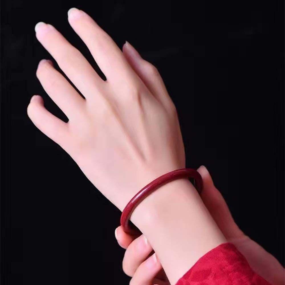 Mxbeauty Vermilion Merah Gelang Mewah 2 Pcs/Set Bunga Gaya Nasional Natal Tahun Hadiah Gaya Cina Perhiasan Gadis Wanita Bangles