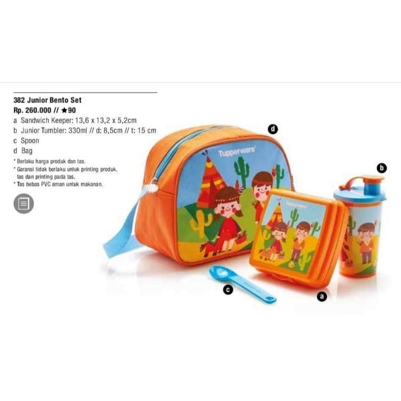 Tupperware Junior Bento set - tas bekal anak set - kotak bekal + tas lucu