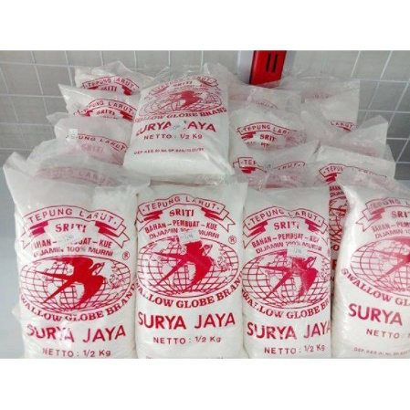 

di order yuk TEPUNG LARUT SRITI - BAHAN PEMBUAT KUE - SWALLOW GLOBE BRAND SURYA JAYA 500 GR
