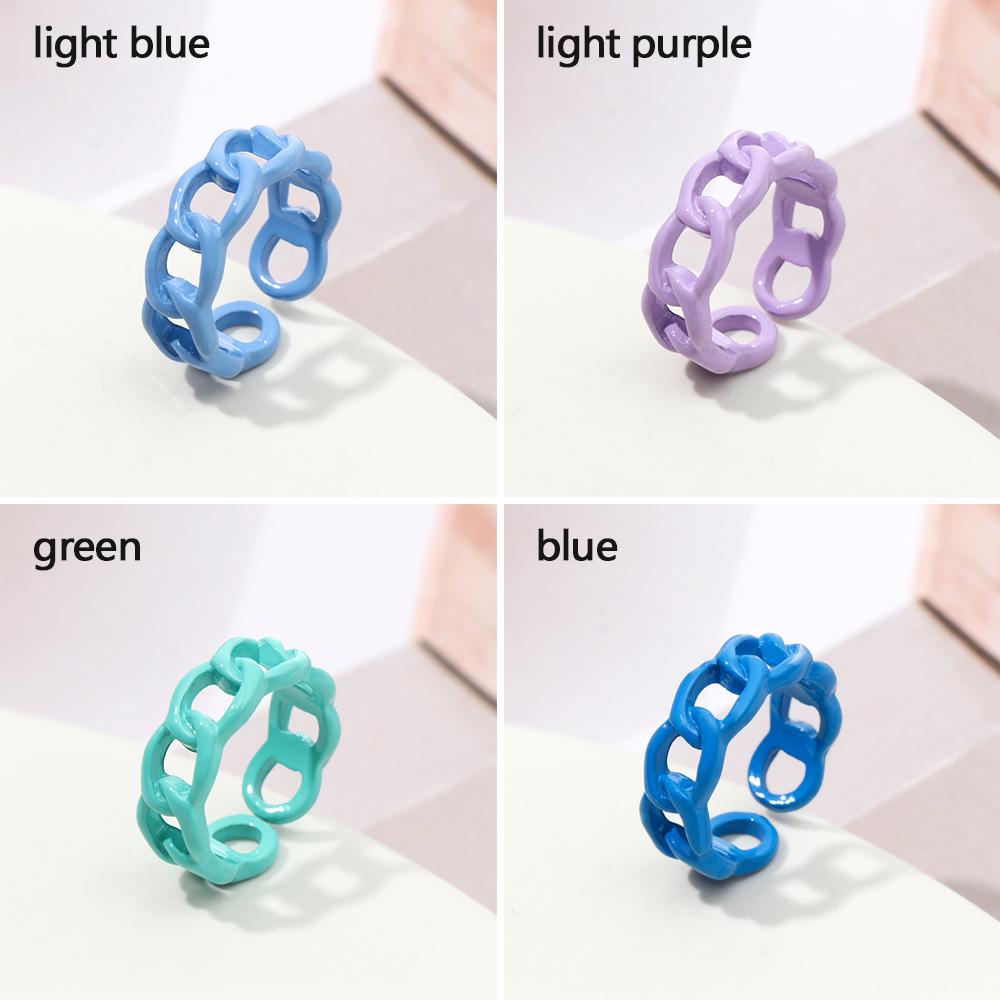 Lily Punk Cincin Resin Warna-Warni Pesta Aesthetic Rantai Akrilik Link