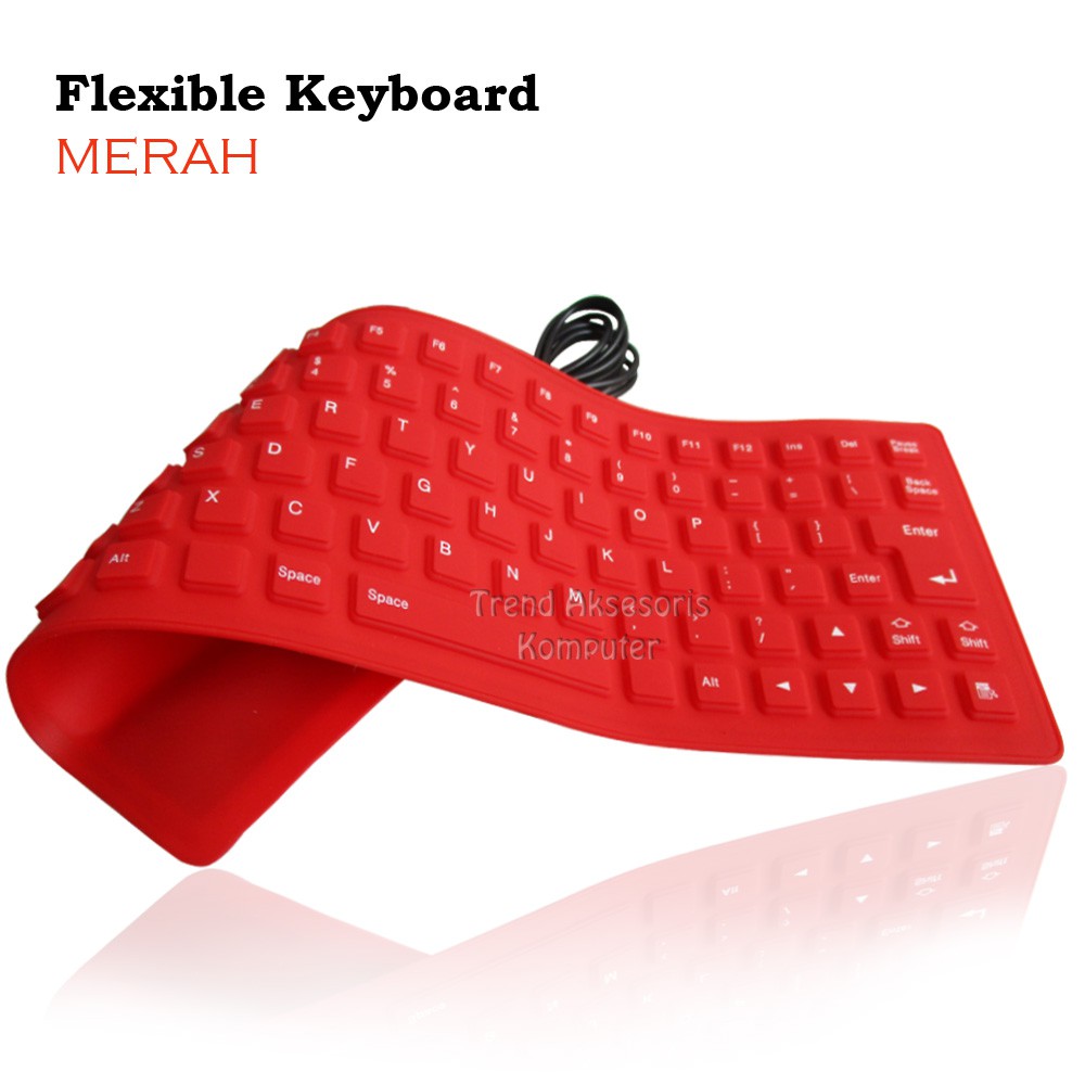 Trend-Keyboard Elastis USB 2.0 Keyboard Flexible Kabel Silicon Keyboard Lipat Waterproof Anti air Flexibel