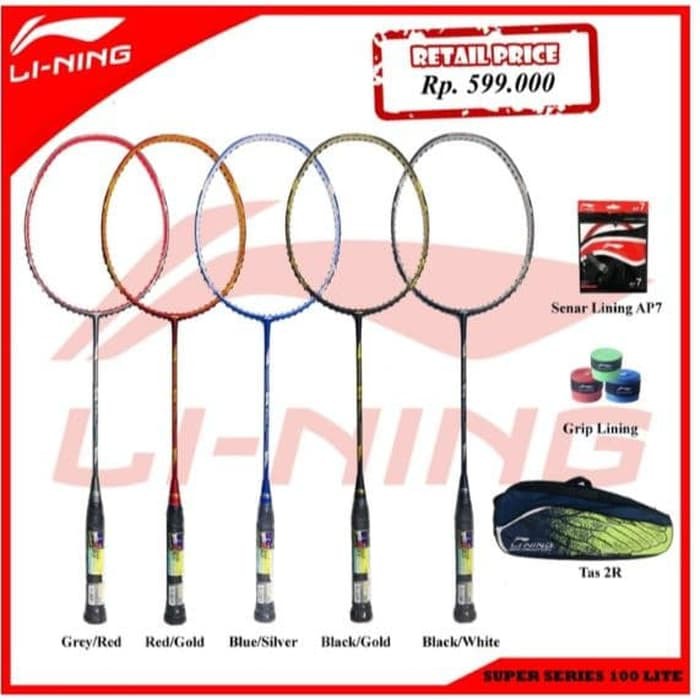 Dijual PROMO PAKET- LINING SUPER SERIES SS 100 LITE ORIGINAL RAKET BADMINTON Berkualitas