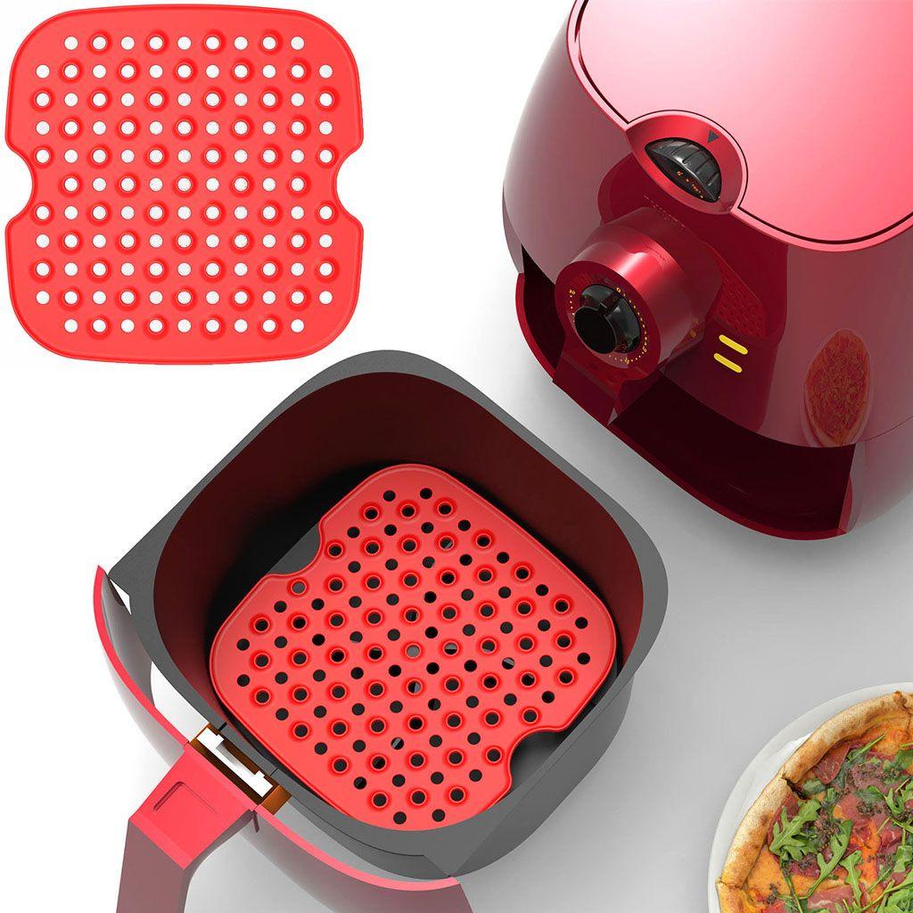 [Elegan] Air Fryer Liners Mudah Membersihkan Tahan Panas Reusable Bulat Gadget Dapur Mat Silikon Anti Lengket