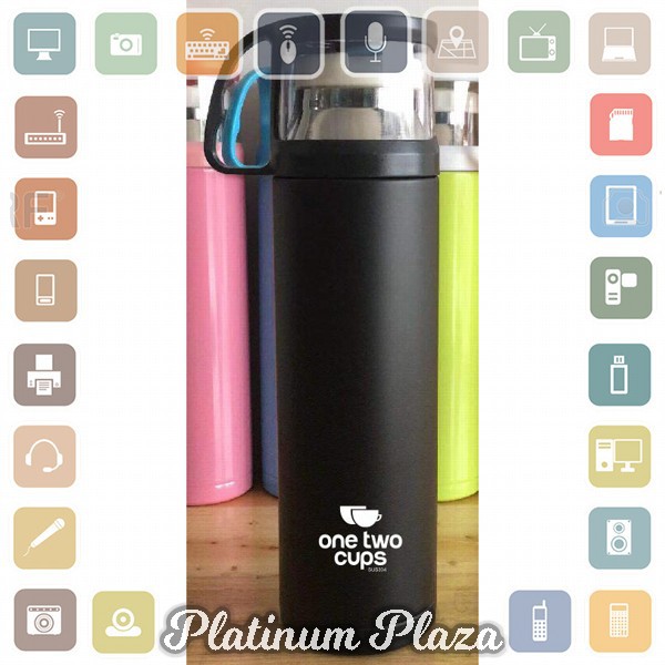 OneTwoCups Botol Minum Thermos with Cup Head 500ml - SUS304 - Black`HVD6BT-