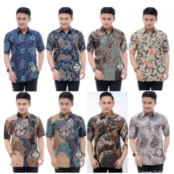 Zahira Batik HRB026 Kenongo Hem Kemeja Batik Pria Lengan Pendek Katun Primis Halus M L XL XXL