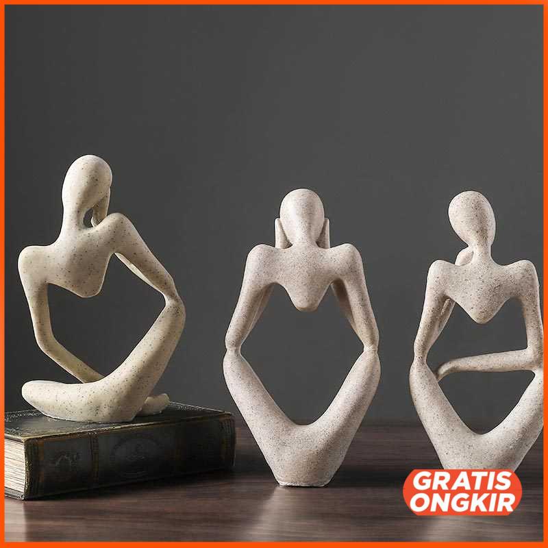 Pajangan Dekorasi Nordic Abstract Thinker Statue Resin Z090