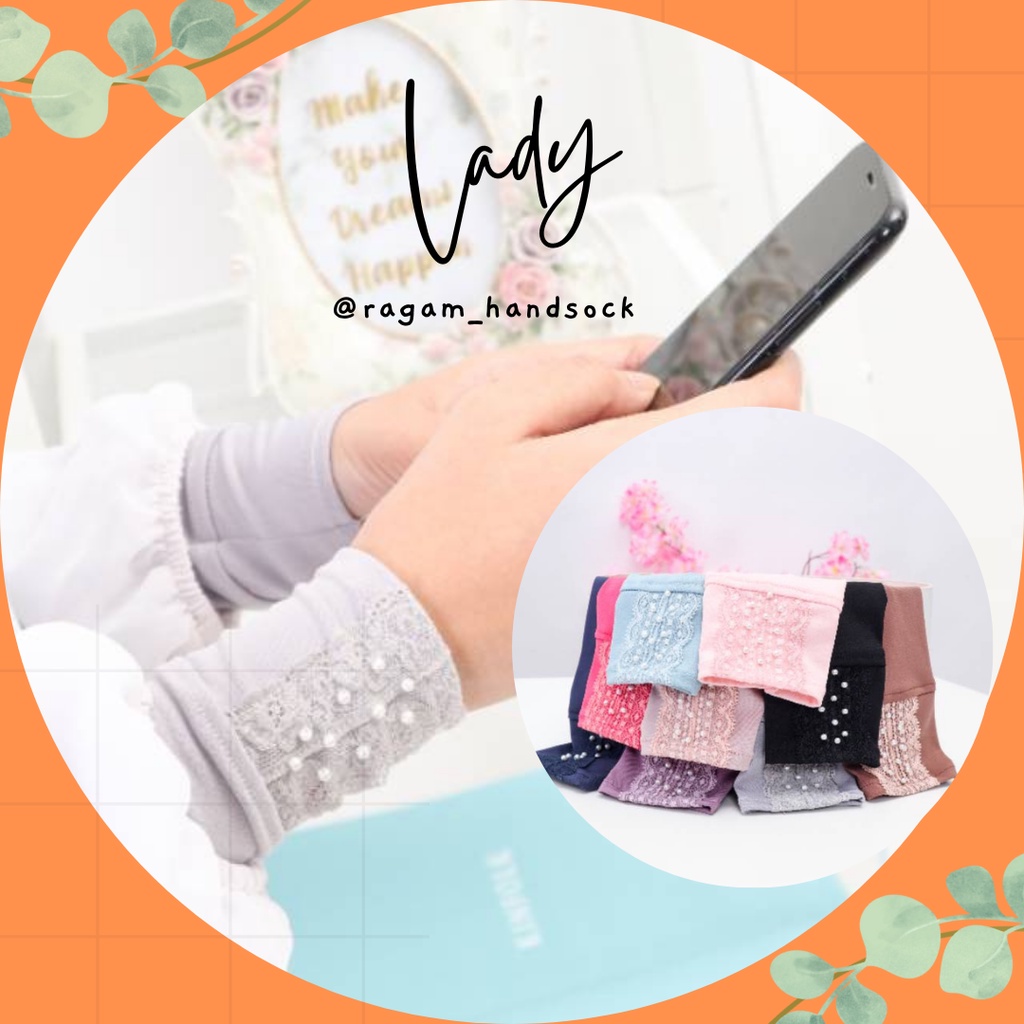 Handsock Lady Premium Motif Renda Rajut - Manset Tangan Wanita Muslimah