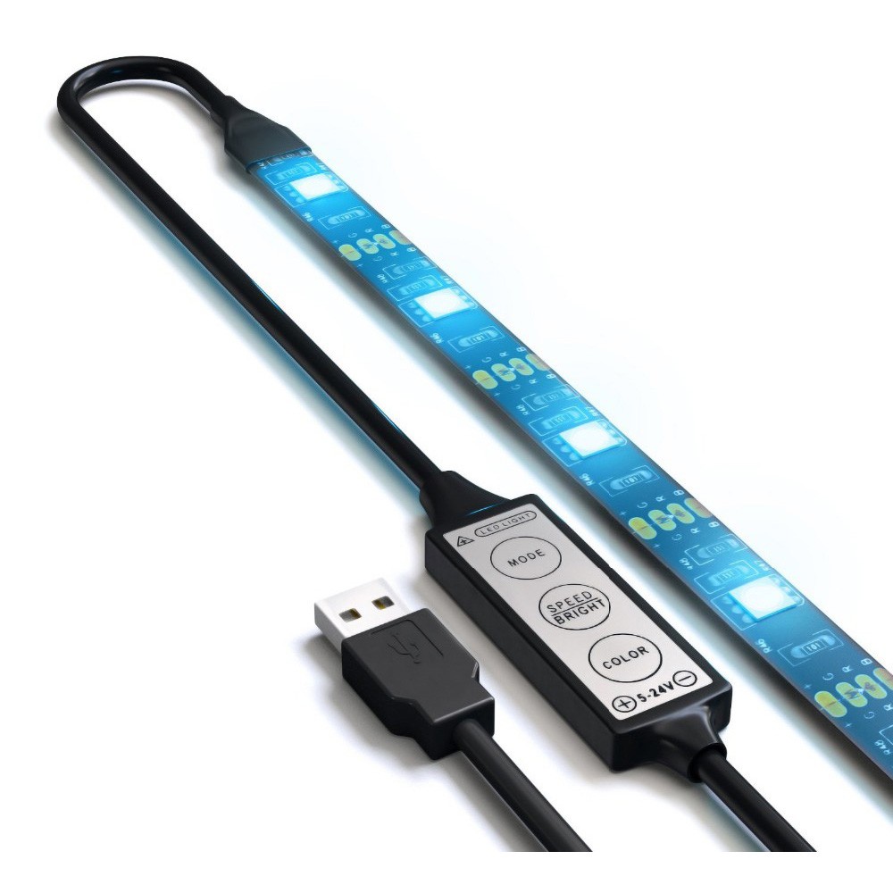 Lampu LED Strip RGB 5050 90cm - 10meter  Dengan USB Controller / Lampu Hias PC TV