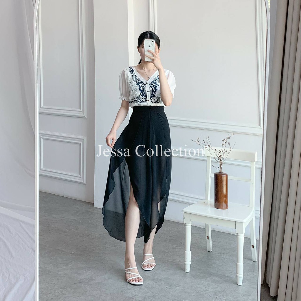 Escarpat Pants M FG Celana Panjang Wanita Bahan Sifon See Through Casual