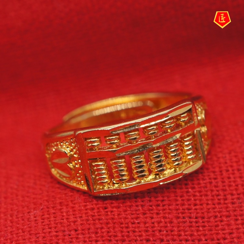 [Ready Stock]Retro Fashion Gold Abacus Ring