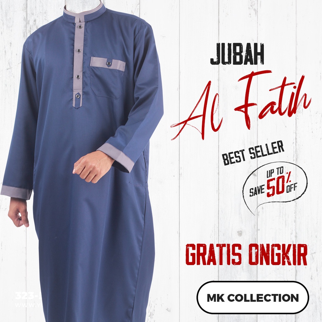Baju Gamis Jubah Pria Muslim Laki Laki Dewasa Kasual Bahan Katun Premium Elzatta Terbaru Lengan Panj