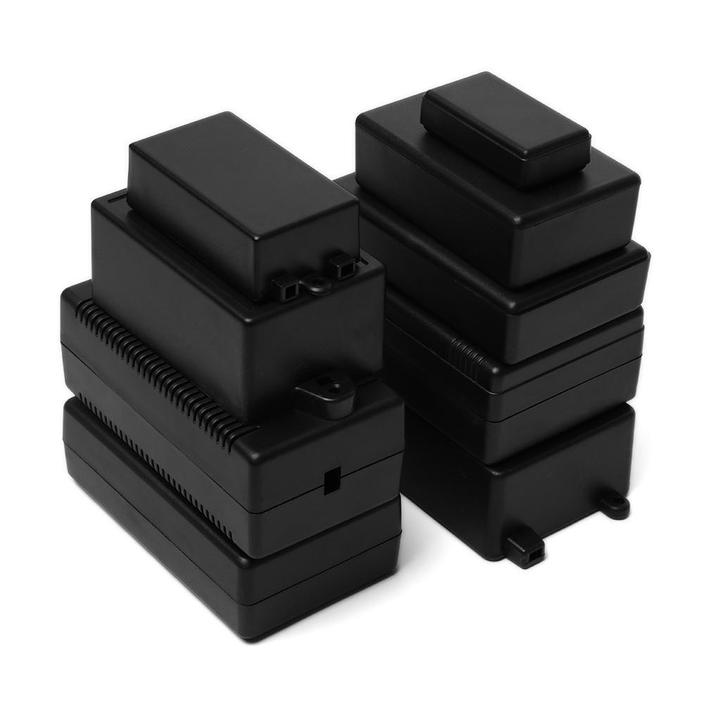 Wonder1/2pcs Kotak Proyek Elektronik Hitam ABS Plastik DIY Instrumen Kasus