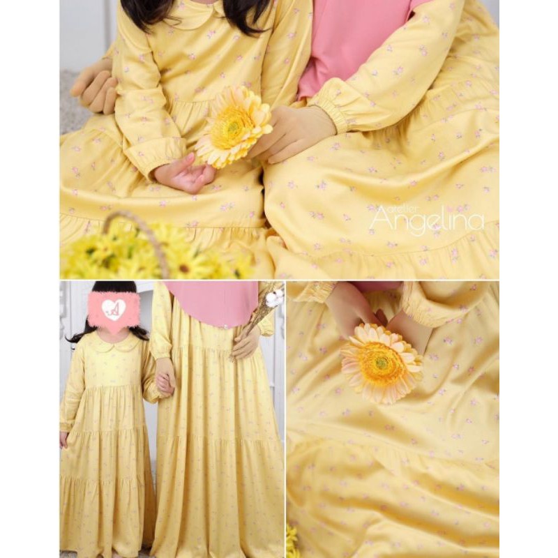Bella dress Tiny rose calming yellow Atelier Angelina sz L