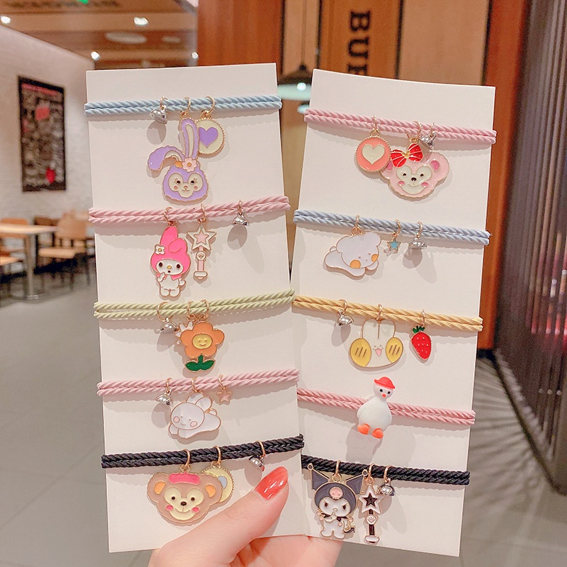 2 Pcs Gelang Magnet - 1 Pasang Gelang Couple Magnet Karet Desain Kuromi Cinnamoroll Wanita &amp; Pria