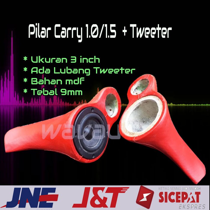 Pilar 3 way Mounting Midrange 3 inch+Tweeter (Kosongan) Audio Mobil Carry 1.0/1.5