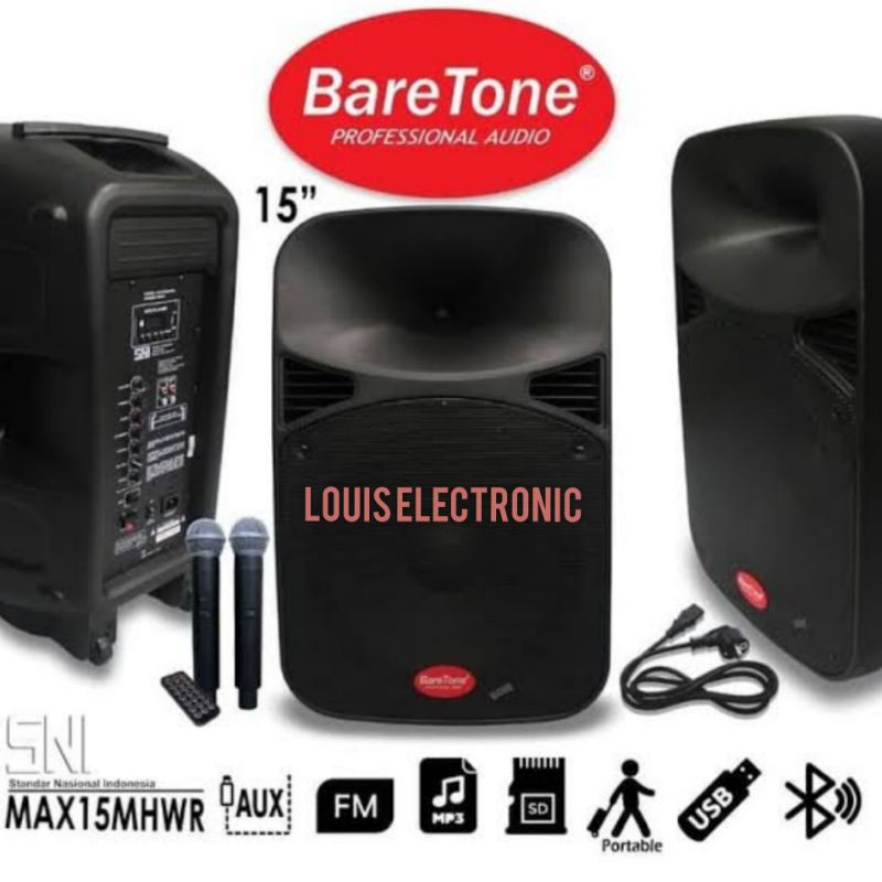 Speaker Portable Meeting Baretone MAX15MHWR 15 inch Original 15MHWR 15 MHWR + 2 Mic Wireless