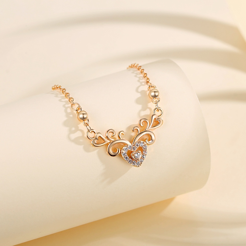 Y502 [COD✔]Kalung Wanita Titanium Hati Fashion Kalung Perhiasan Asli Kalung Anti Karat