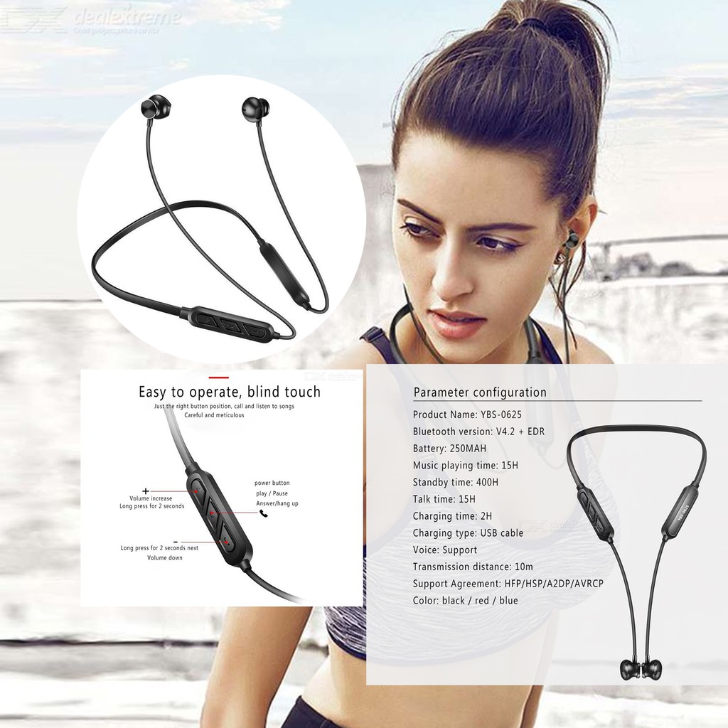 YBS-0625 Portable Sports Magnetic Stereo Sound In-Ear Bluetooth Earphone Wireless Earbuds Headset
