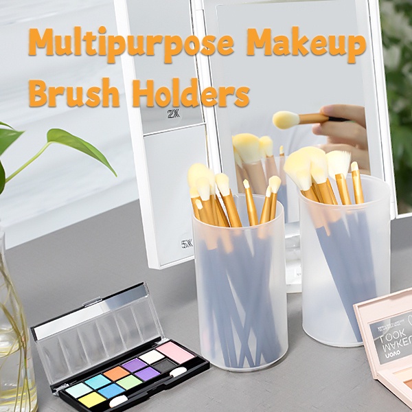 1pc Kotak Penyimpanan Brush Makeup Multifungsi Bahan Plastik Dengan Tutup