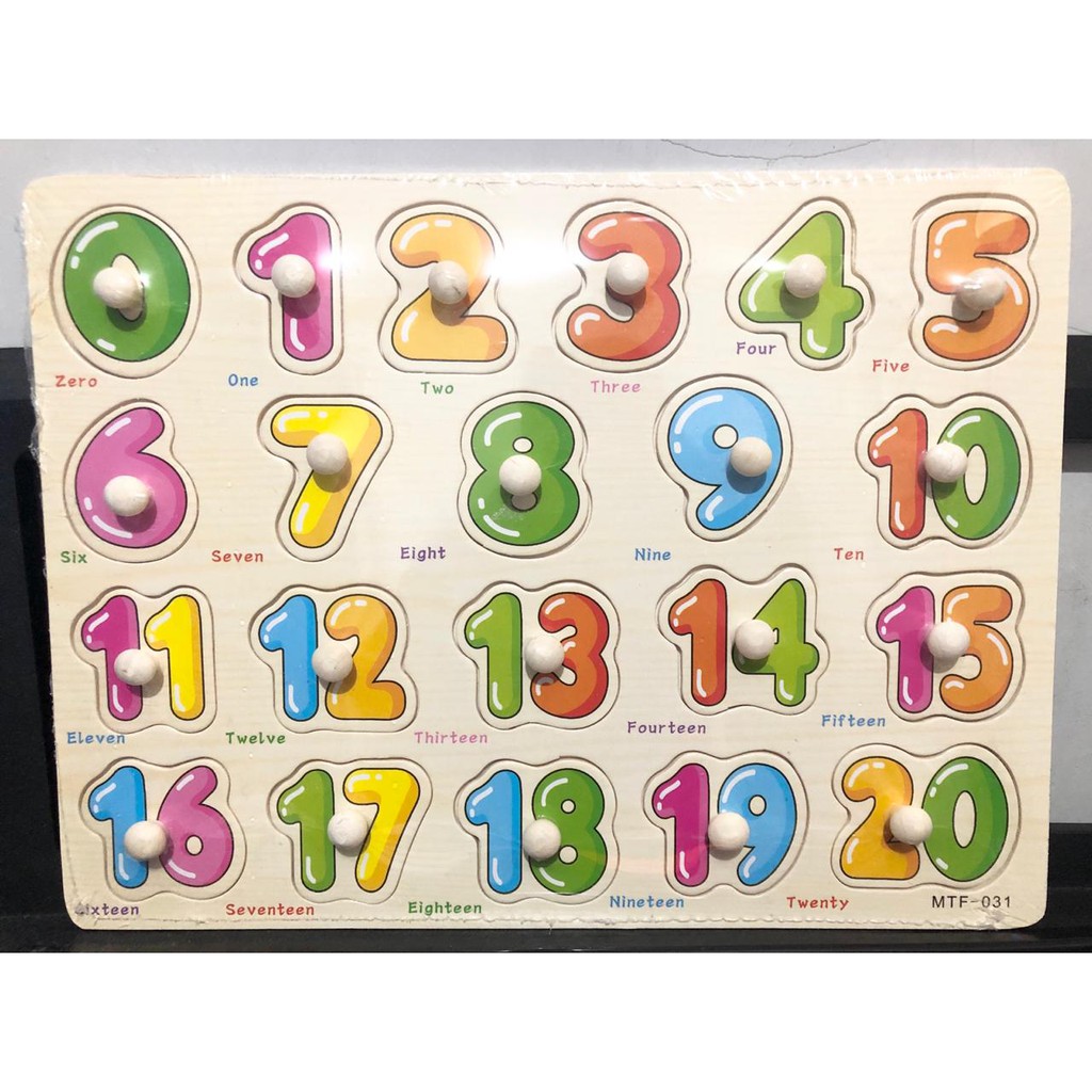 Puzzle Knob Angka 0-20 / Puzzle Knob Numbers / uk. 22 x 30 cm